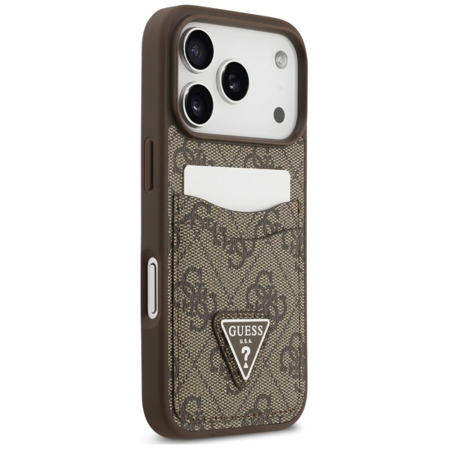 Etui Guess 4G Double Card Triangle do iPhone 18 Pro / 17 Pro brązowy