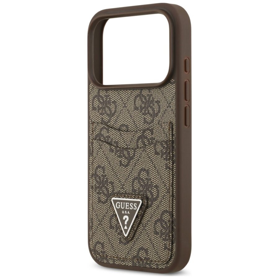 Etui Guess 4G Double Card Triangle do iPhone 18 Pro / 17 Pro brązowy