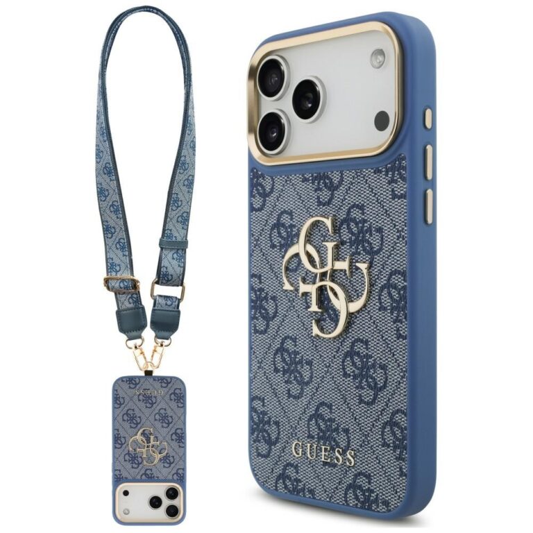 Etui Guess 4G Big 4G Classic Logo Big Strap Metal Buttons do iPhone 18 Pro Max / 17 Pro Max niebieski