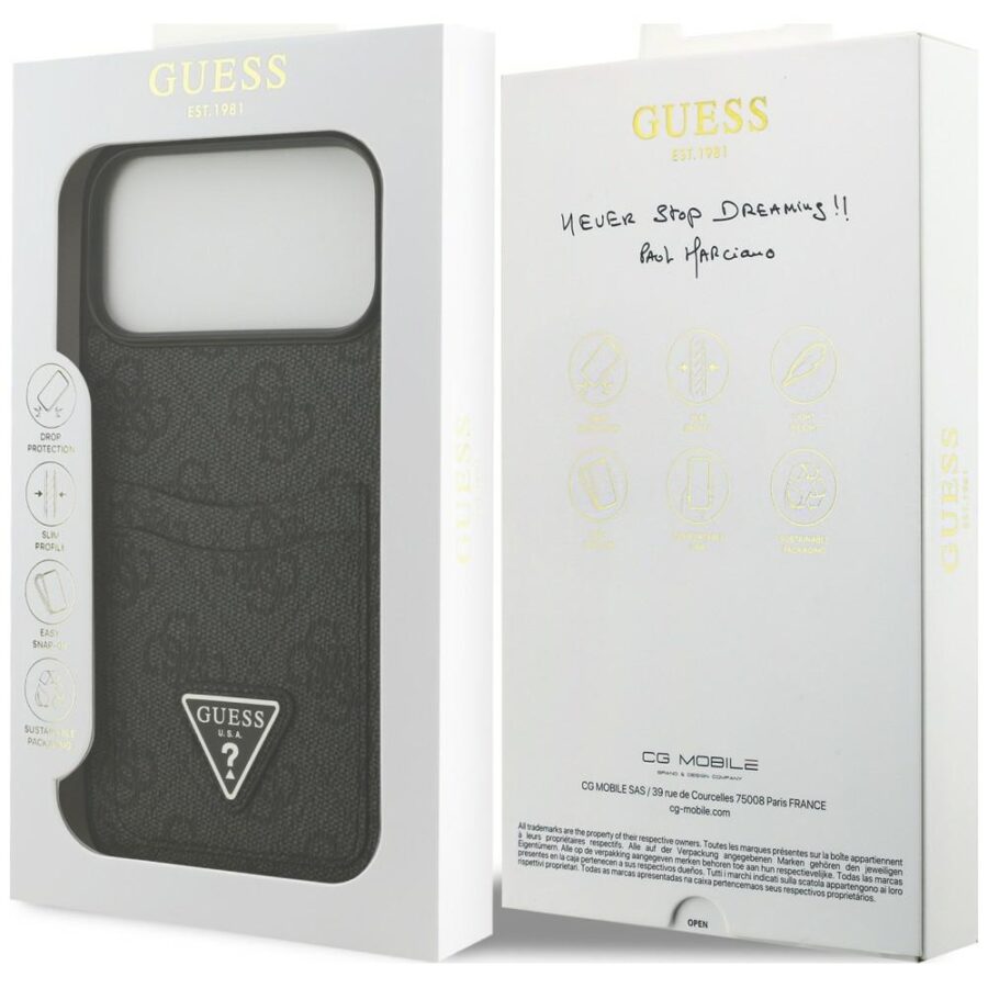 Etui Guess 4G Double Card Triangle do iPhone 18 Pro Max / 17 Pro Max czarny