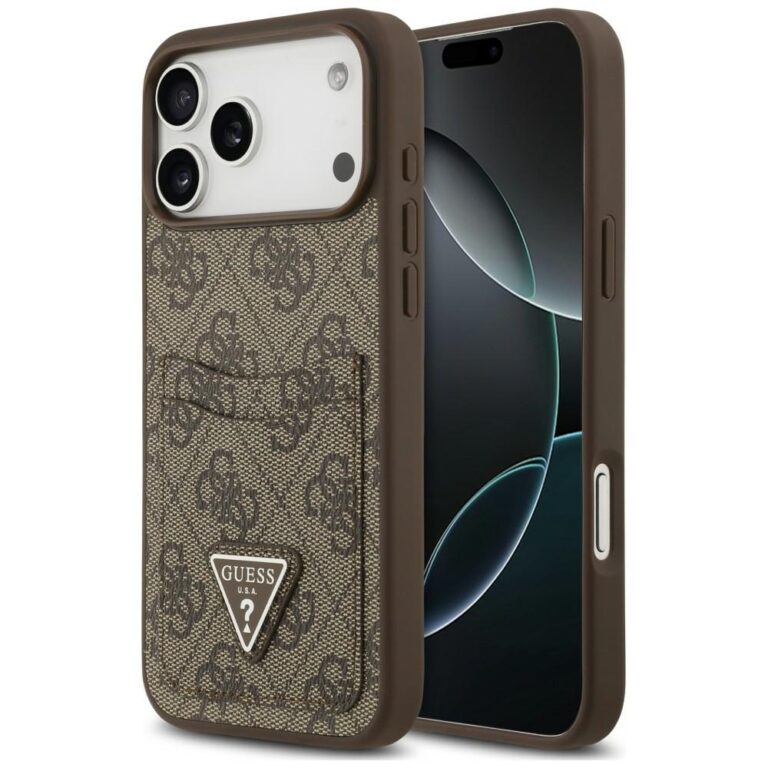 Etui Guess 4G Double Card Triangle do iPhone 18 Pro Max / 17 Pro Max brązowy