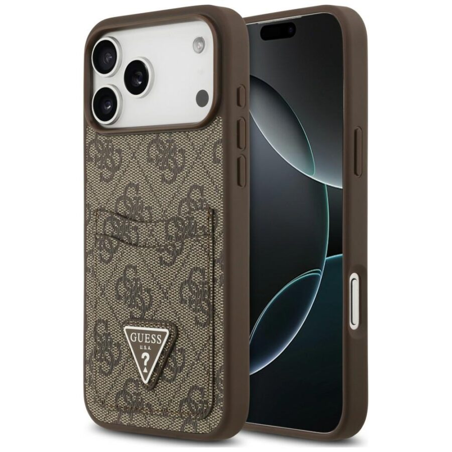 Etui Guess 4G Double Card Triangle do iPhone 18 Pro Max / 17 Pro Max brązowy