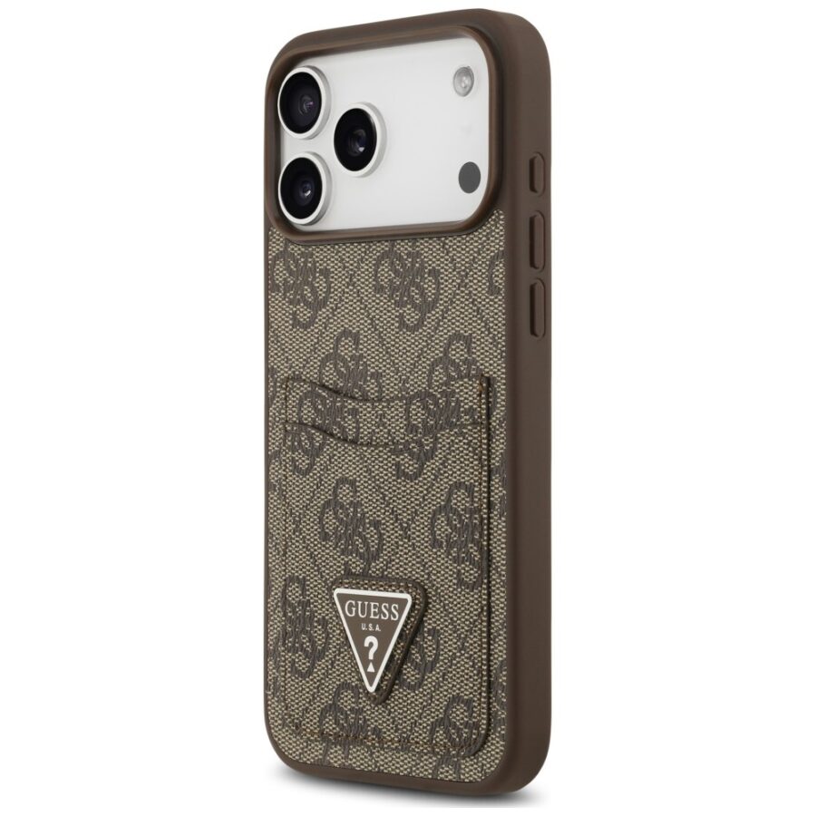 Etui Guess 4G Double Card Triangle do iPhone 18 Pro Max / 17 Pro Max brązowy