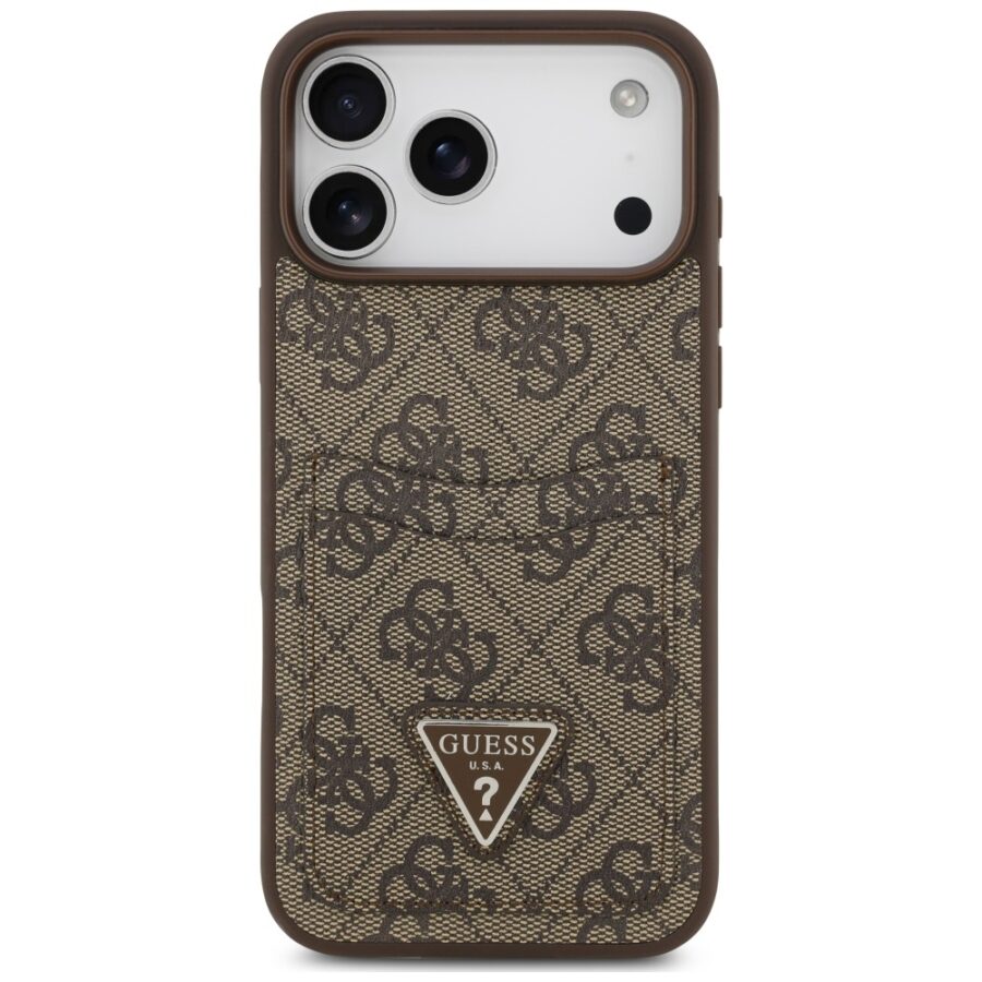 Etui Guess 4G Double Card Triangle do iPhone 18 Pro Max / 17 Pro Max brązowy