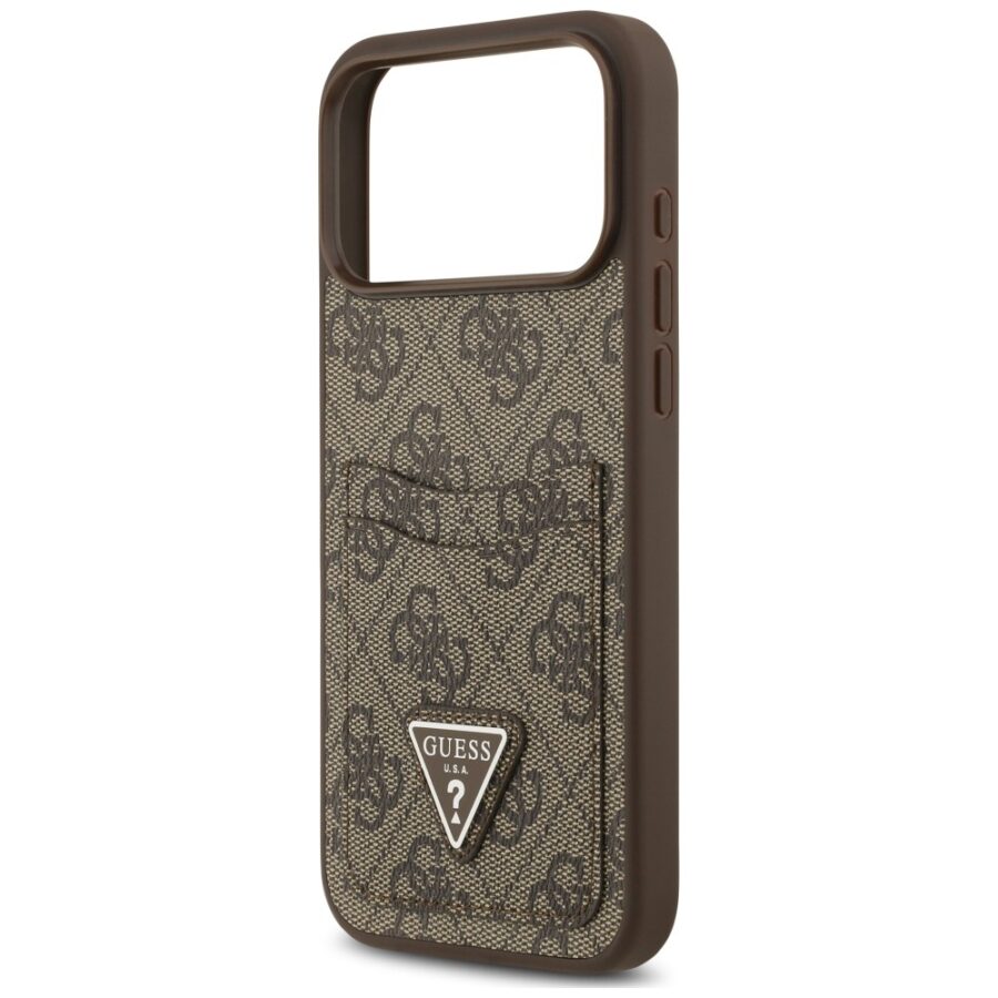 Etui Guess 4G Double Card Triangle do iPhone 18 Pro Max / 17 Pro Max brązowy
