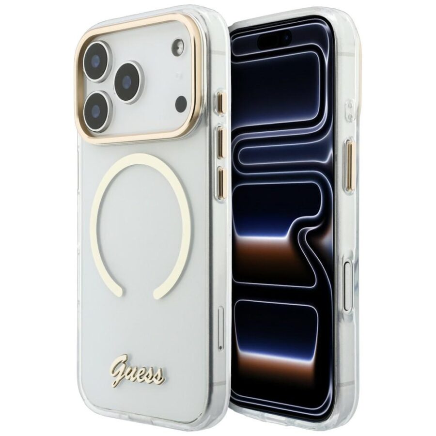 Etui Guess IML Script Metal MagSafe do iPhone 18 Pro / 17 Pro przezroczysty