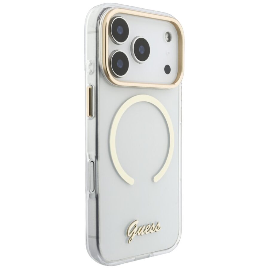 Etui Guess IML Script Metal MagSafe do iPhone 18 Pro / 17 Pro przezroczysty