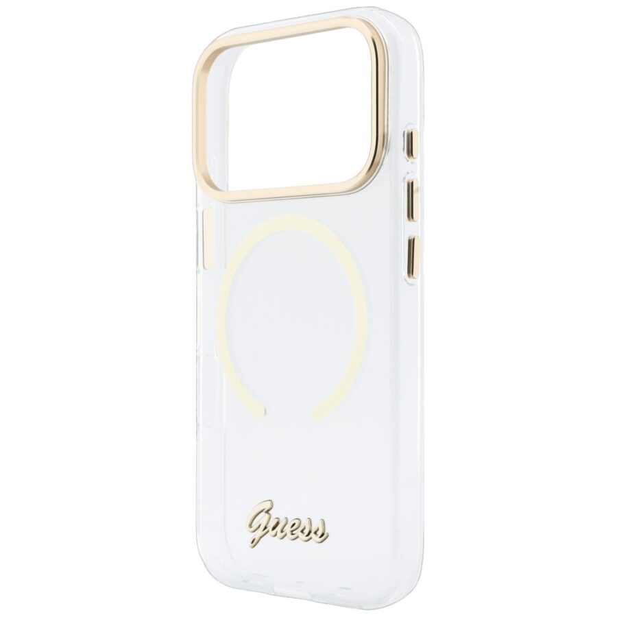 Etui Guess IML Script Metal MagSafe do iPhone 18 Pro / 17 Pro przezroczysty