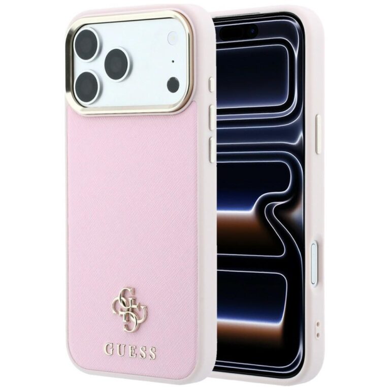 Etui Guess Saffiano Small 4G & Classic Logo MagSafe do iPhone 18 Pro / 17 Pro różowy