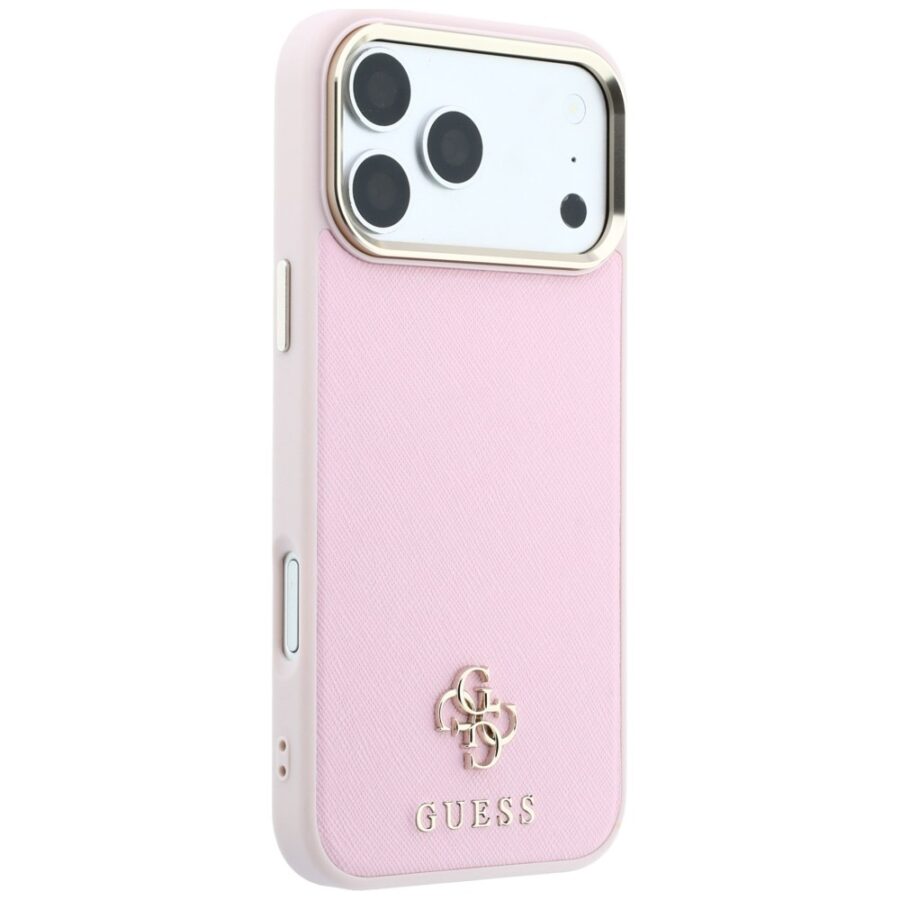 Etui Guess Saffiano Small 4G & Classic Logo MagSafe do iPhone 18 Pro / 17 Pro różowy