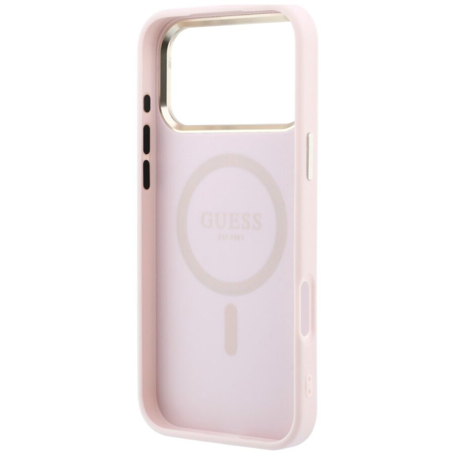 Etui Guess Saffiano Small 4G & Classic Logo MagSafe do iPhone 18 Pro / 17 Pro różowy