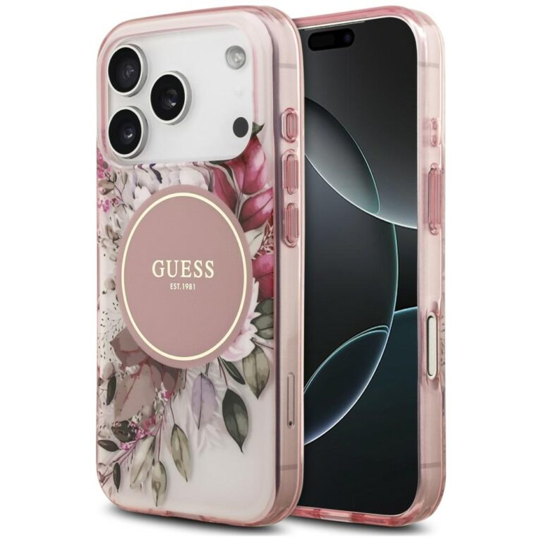 Etui Guess IML Flower & Tonal Circle MagSafe do iPhone 18 Pro / 17 Pro różowy
