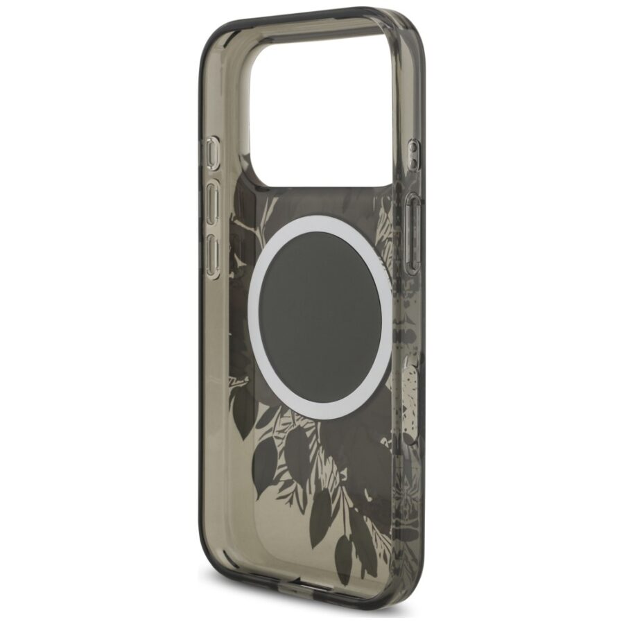 Etui Guess IML Flowers Pearl Strap MagSafe do iPhone 18 Pro / 17 Pro czarny