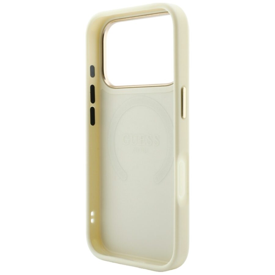Etui Guess Saffiano Peony & Ring MagSafe do iPhone 18 Pro / 17 Pro beżowy