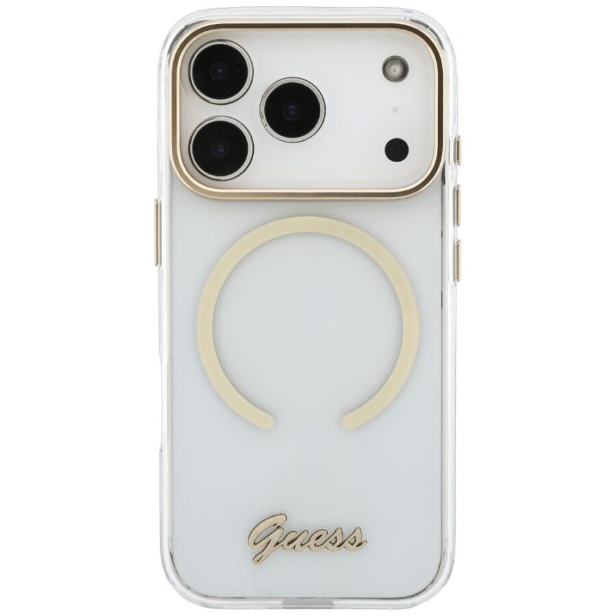Etui Guess IML Script Metal MagSafe do iPhone 18 Pro Max / 17 Pro Max przezroczysty