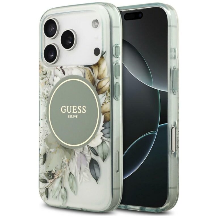 Etui Guess IML Flower & Tonal Circle MagSafe do iPhone 18 Pro Max / 17 Pro Max zielony