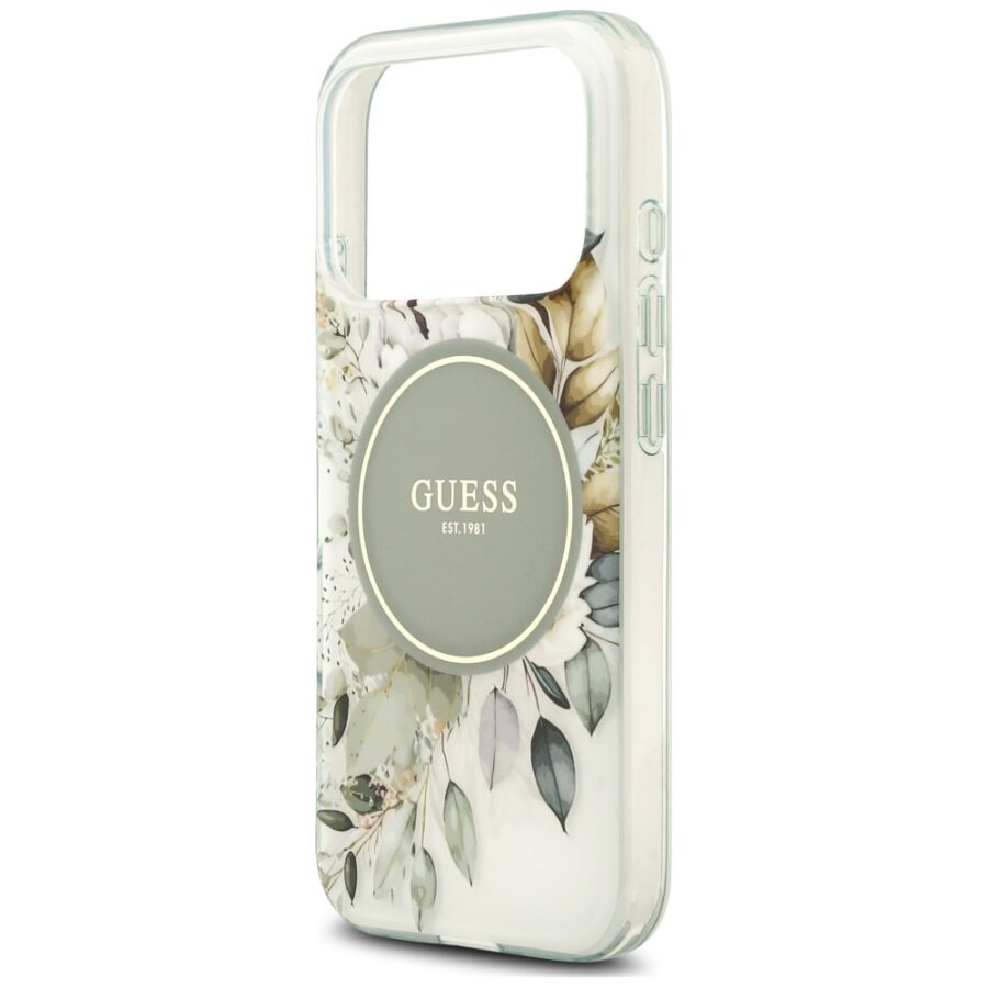 Etui Guess IML Flower & Tonal Circle MagSafe do iPhone 18 Pro Max / 17 Pro Max zielony