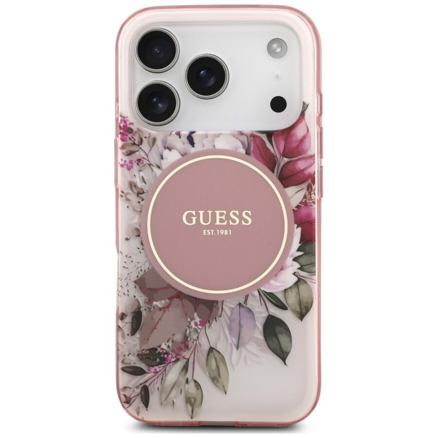 Etui Guess IML Flower & Tonal Circle MagSafe do iPhone 18 Pro Max / 17 Pro Max różowy