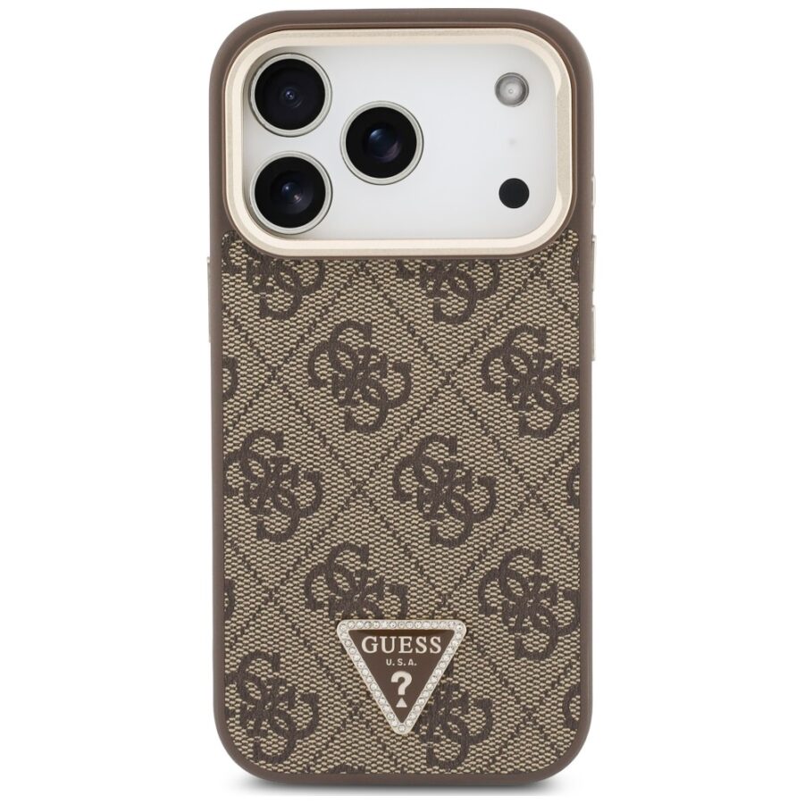 Etui Guess 4G PU Triangle Logo & Stand Camera Magsafe do iPhone 18 Pro Max / 17 Pro Max brązowy