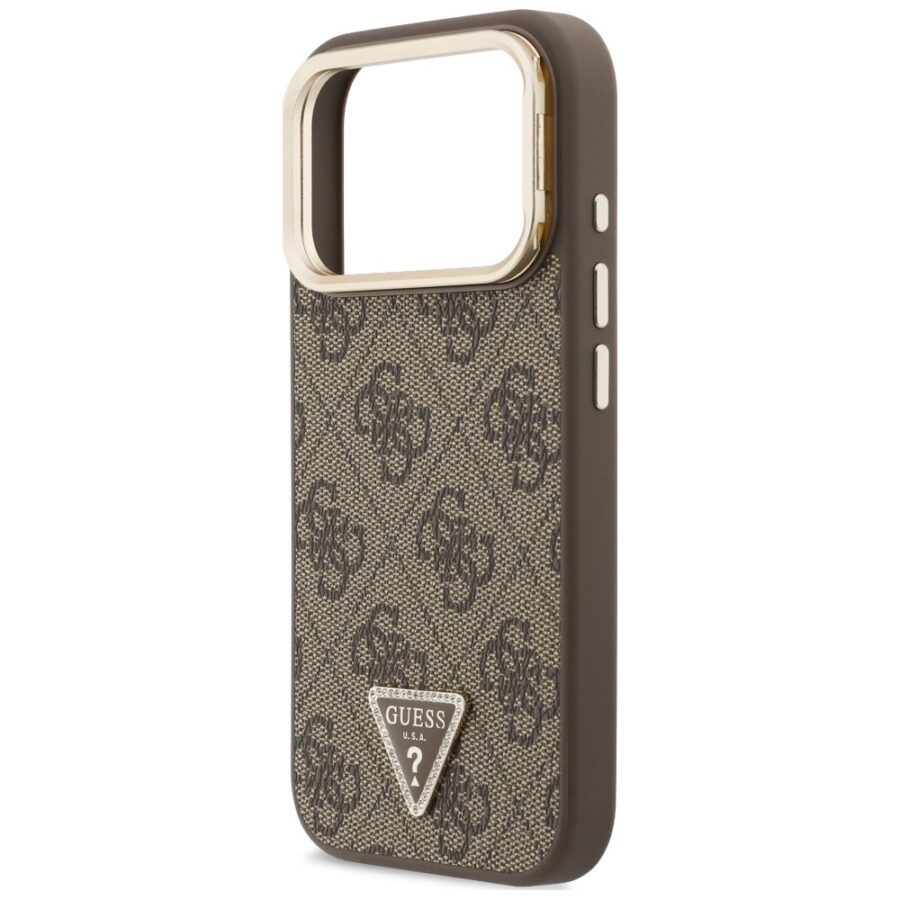 Etui Guess 4G PU Triangle Logo & Stand Camera Magsafe do iPhone 18 Pro Max / 17 Pro Max brązowy