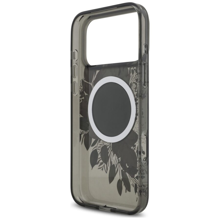 Etui Guess IML Flowers Pearl Strap MagSafe do iPhone 18 Pro Max / 17 Pro Max czarny