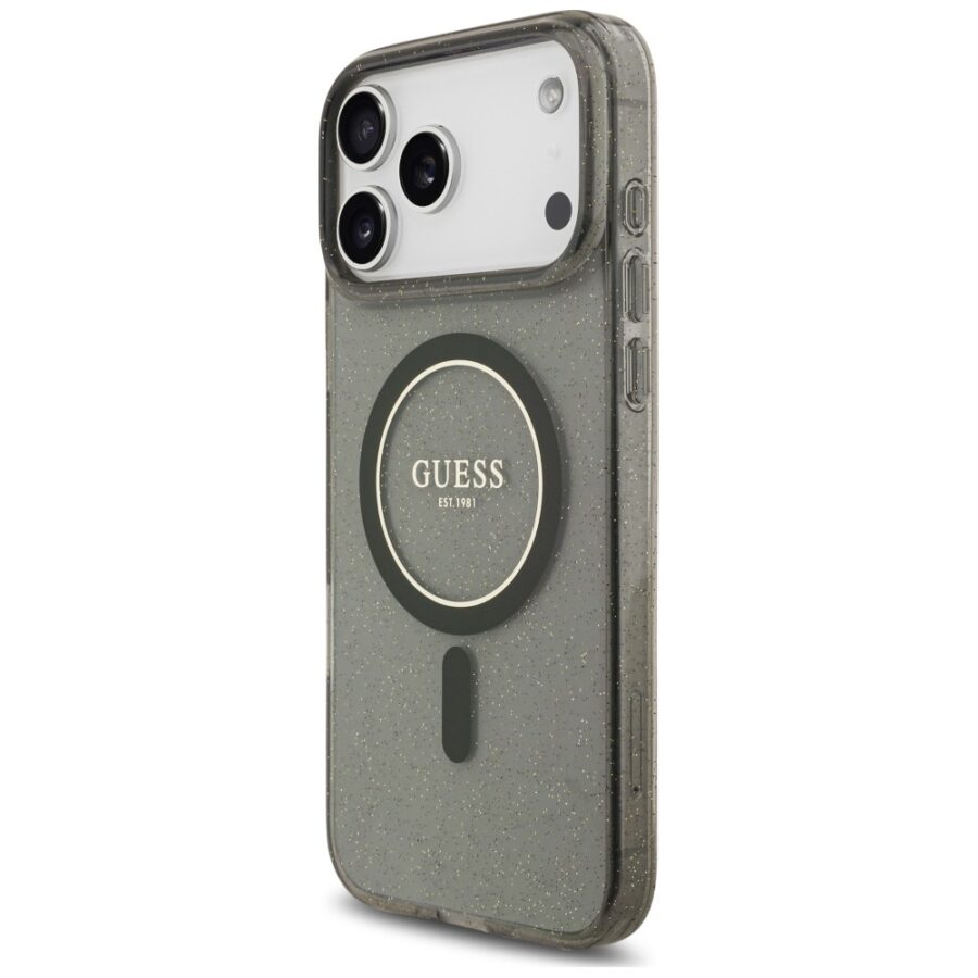 Etui Guess IML Glitter Pearl Strap MagSafe do iPhone 18 Pro Max / 17 Pro Max czarny