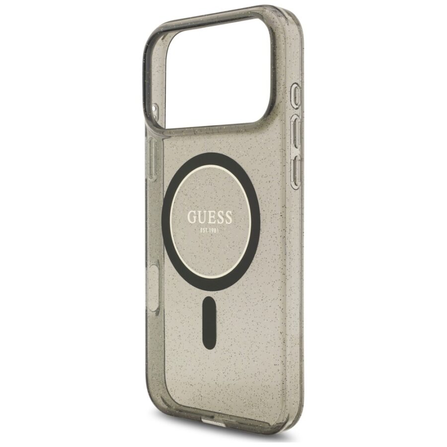 Etui Guess IML Glitter Pearl Strap MagSafe do iPhone 18 Pro Max / 17 Pro Max czarny