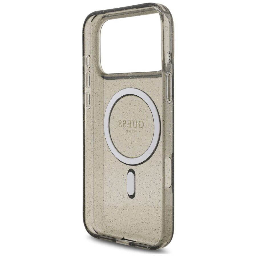 Etui Guess IML Glitter Pearl Strap MagSafe do iPhone 18 Pro Max / 17 Pro Max czarny