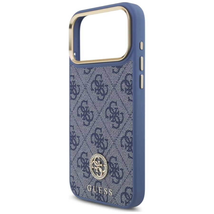 Etui Guess 4G Strass Logo MagSafe do iPhone 18 Pro Max / 17 Pro Max niebieski