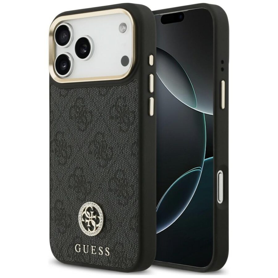 Etui Guess 4G Strass Logo MagSafe do iPhone 18 Pro Max / 17 Pro Max czarny