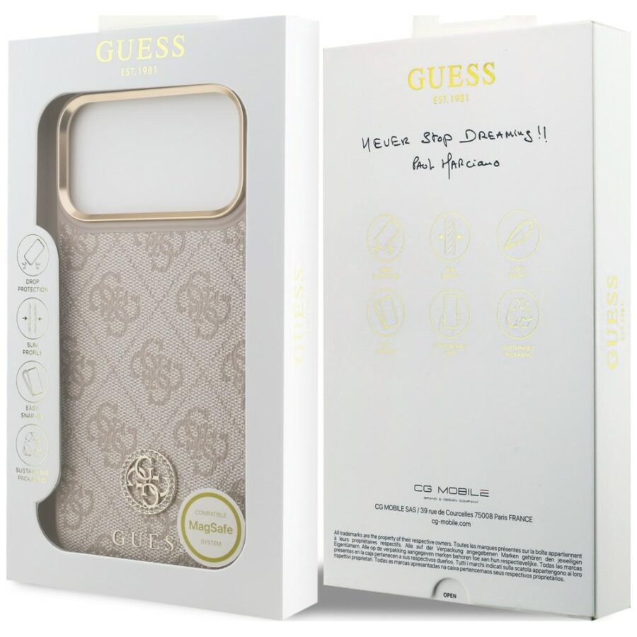 Etui Guess 4G Strass Logo MagSafe do iPhone 18 Pro Max / 17 Pro Max różowy