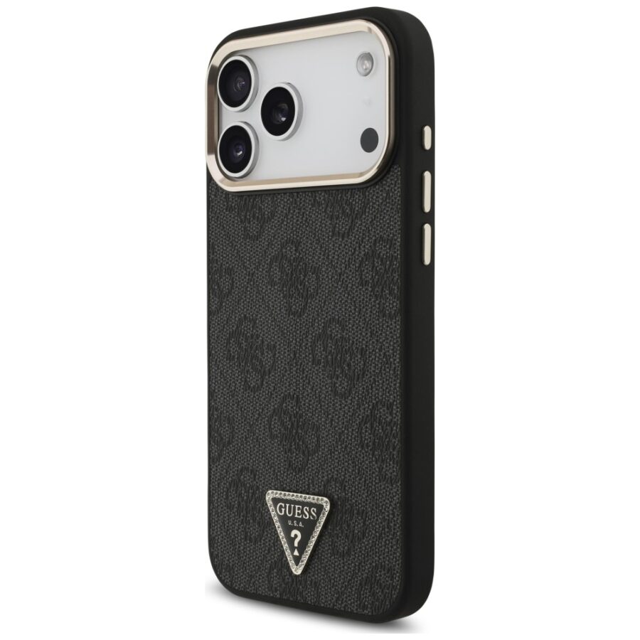 Etui Guess 4G Triangle Logo MagSafe do iPhone 18 Pro Max / 17 Pro Max czarny złoty