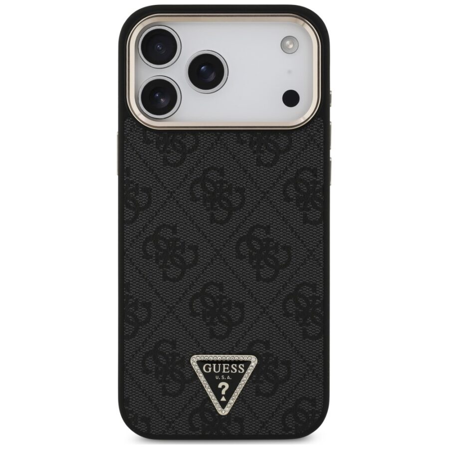 Etui Guess 4G Triangle Logo MagSafe do iPhone 18 Pro Max / 17 Pro Max czarny złoty