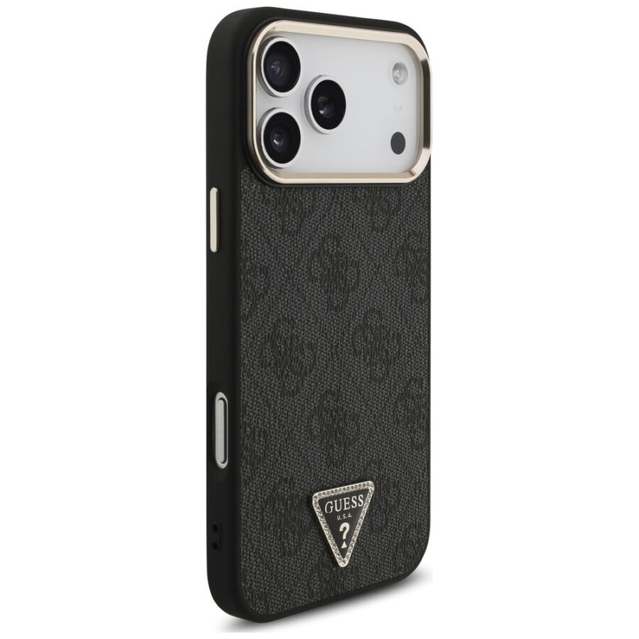 Etui Guess 4G Triangle Logo MagSafe do iPhone 18 Pro Max / 17 Pro Max czarny złoty