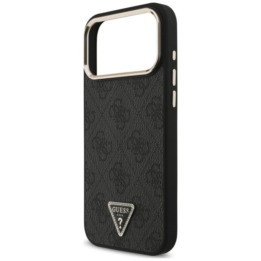 Etui Guess 4G Triangle Logo MagSafe do iPhone 18 Pro Max / 17 Pro Max czarny złoty