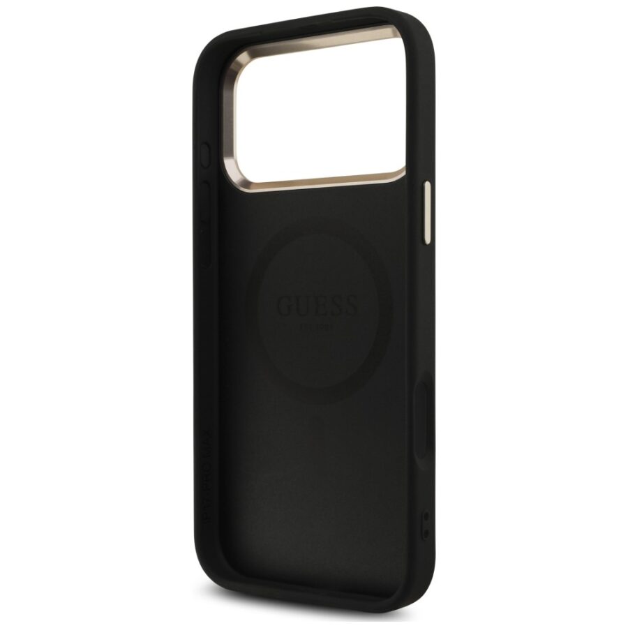 Etui Guess 4G Triangle Logo MagSafe do iPhone 18 Pro Max / 17 Pro Max czarny złoty