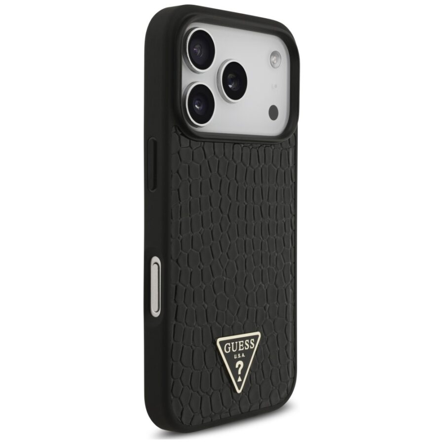 Etui Guess Croco Triangle Logo MagSafe do iPhone 18 Pro Max / 17 Pro Max czarny