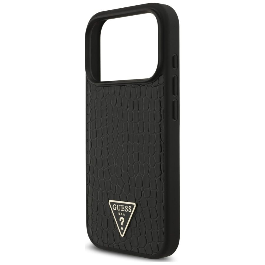Etui Guess Croco Triangle Logo MagSafe do iPhone 18 Pro Max / 17 Pro Max czarny