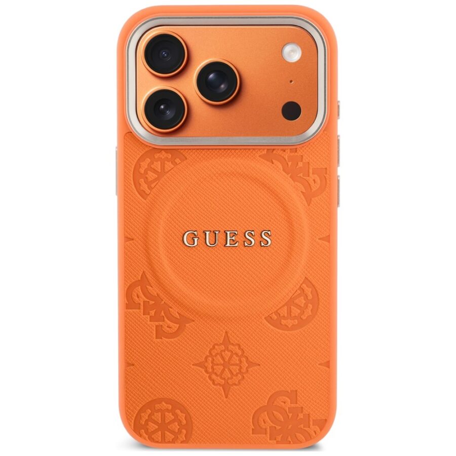 Etui Guess Peony Hot Stamp MagSafe do iPhone 18 Pro Max / 17 Pro Max pomarańczowy