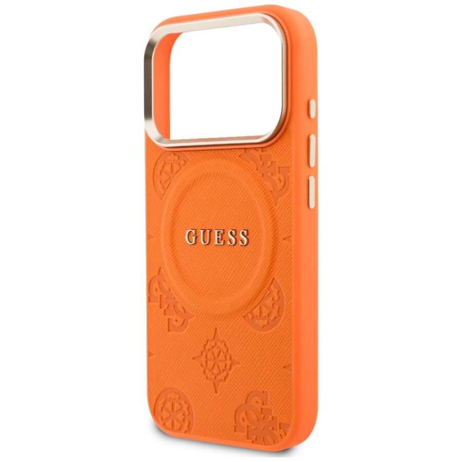 Etui Guess Peony Hot Stamp MagSafe do iPhone 18 Pro Max / 17 Pro Max pomarańczowy