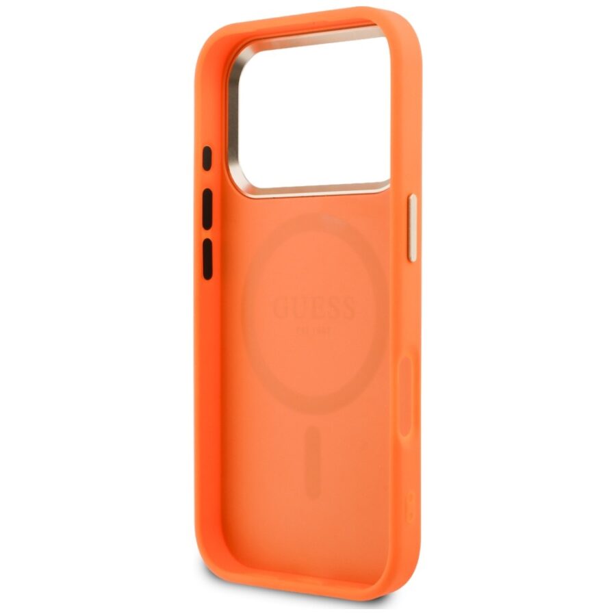 Etui Guess Peony Hot Stamp MagSafe do iPhone 18 Pro Max / 17 Pro Max pomarańczowy
