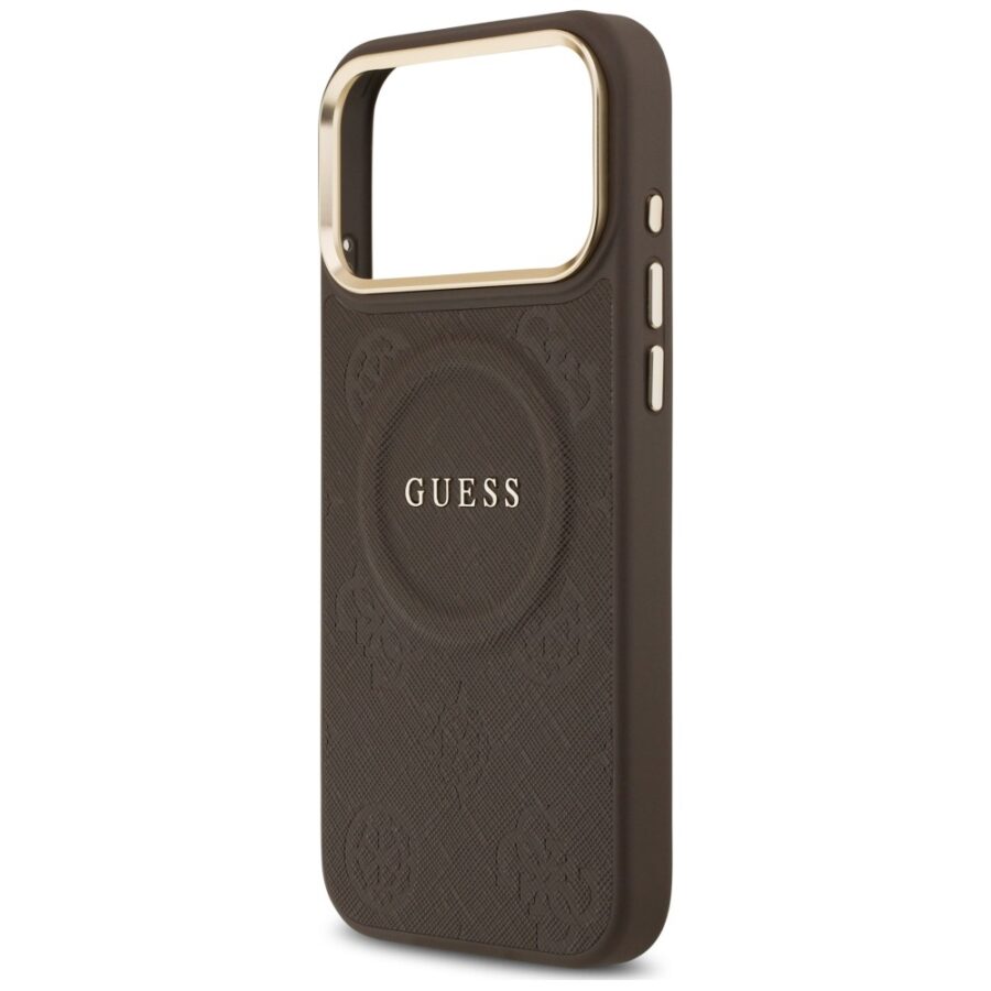 Etui Guess Peony Hot Stamp MagSafe do iPhone 18 Pro Max / 17 Pro Max brązowy