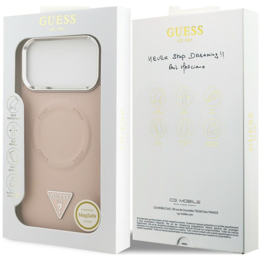 Etui Guess Triangle Logo MagSafe do iPhone 18 Pro Max / 17 Pro Max różowy