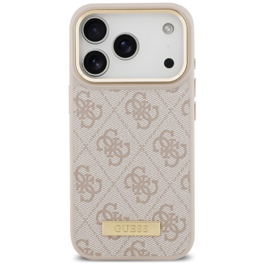 Etui Guess 4G Logo Plate MagSafe do iPhone 18 Pro Max / 17 Pro Max różowy