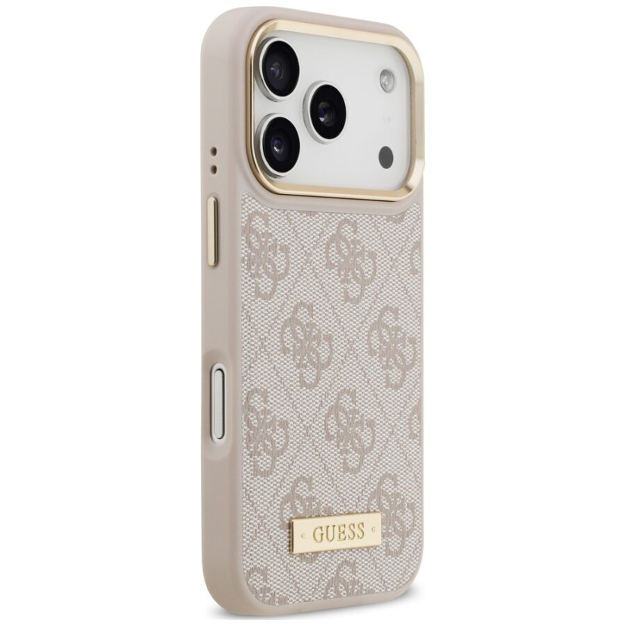 Etui Guess 4G Logo Plate MagSafe do iPhone 18 Pro Max / 17 Pro Max różowy
