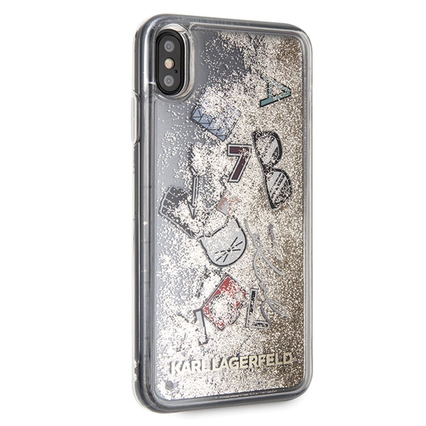Karl Lagerfeld KLHCI65KSICGO iPhone Xs Max złoty/gold hard case Iconic Liquid Glitter