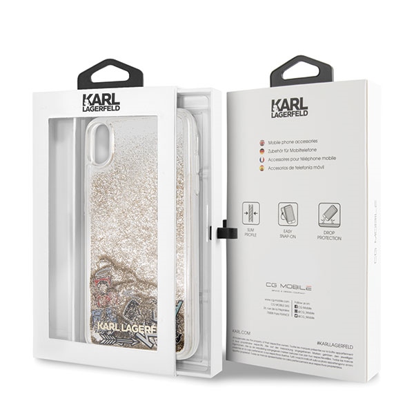 Karl Lagerfeld KLHCI65KSICGO iPhone Xs Max złoty/gold hard case Iconic Liquid Glitter