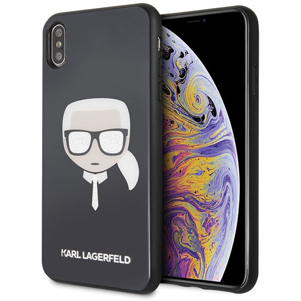 Karl Lagerfeld KLHCI65DLHBK iPhone XsMax czarny/black Iconic Glitter Karl`s Head