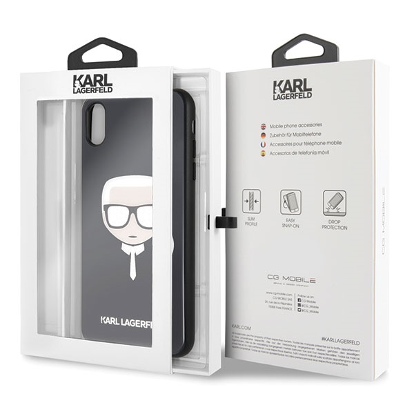 Karl Lagerfeld KLHCI65DLHBK iPhone XsMax czarny/black Iconic Glitter Karl`s Head