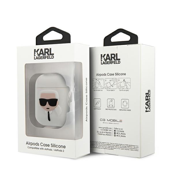 Karl Lagerfeld KLACCSILKHWH AirPods 1/2cover biały/white Silicone Ikonik